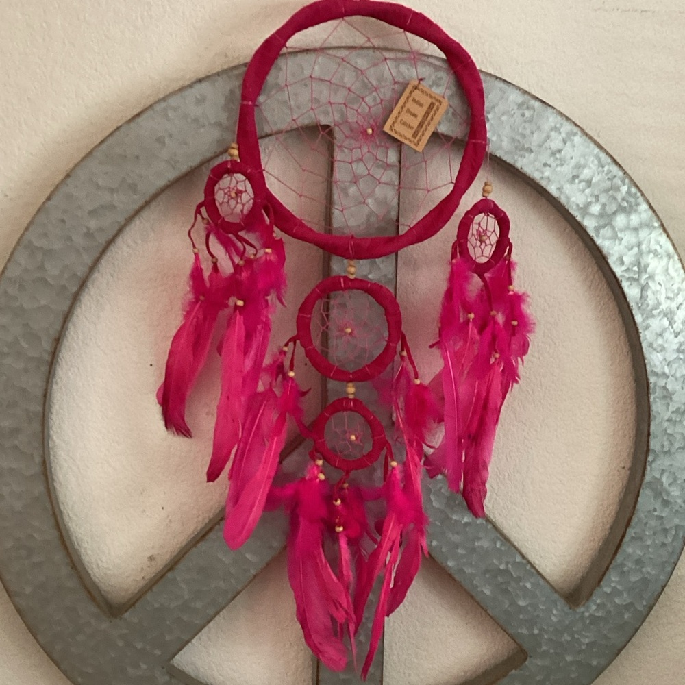 Boho Pink Feather Dreamcatcher